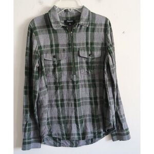 Madewell Green/Gray Long Sleeve Zip-Up Pullover - Size XS